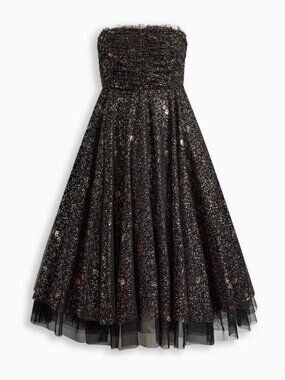 Betsey Johnson Strapless  Ball Gown (Torrid) Balck & Gold Sparkle Size 20 New